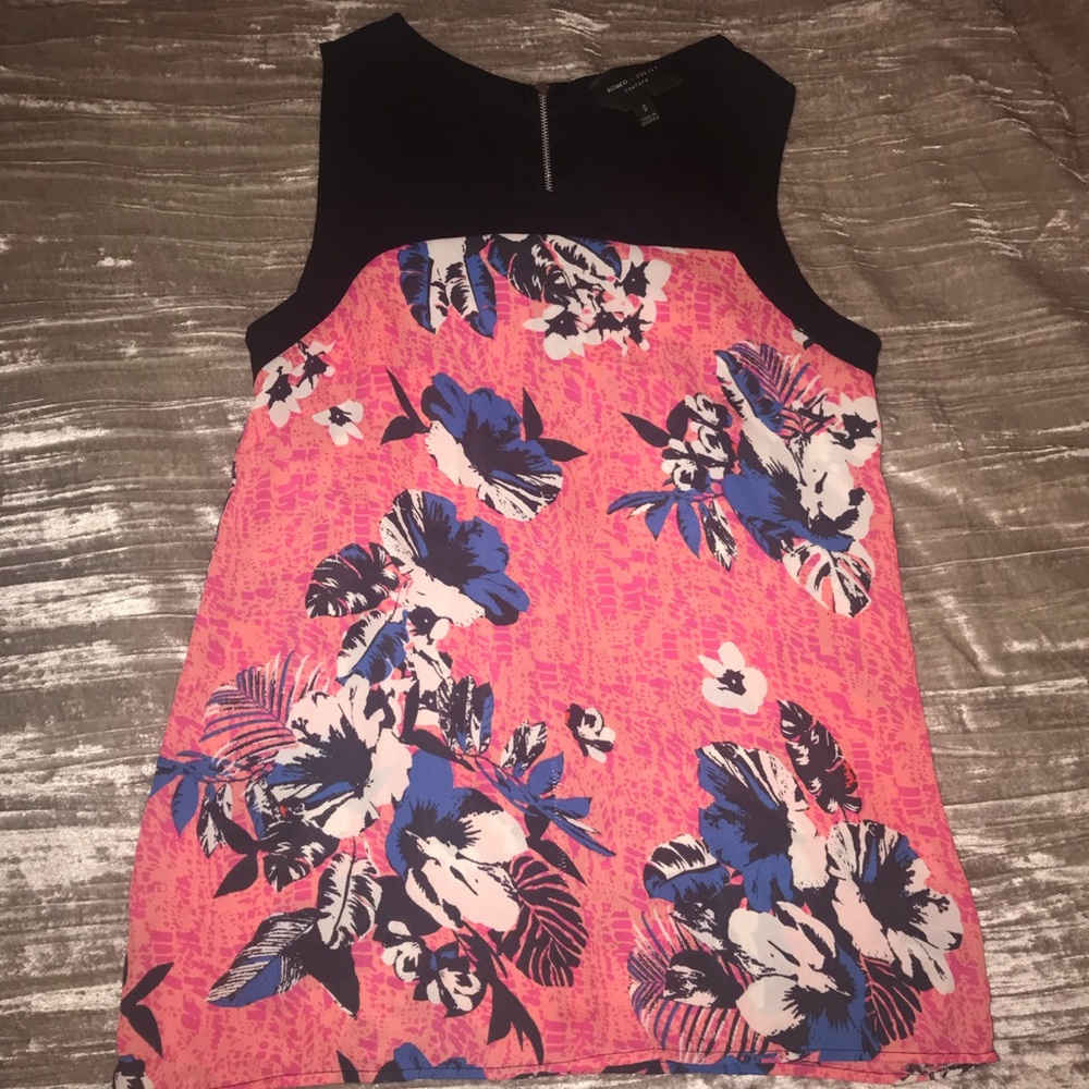 Tank Top Blouse with Floral Design